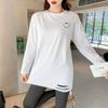 2025 Nova Moda de Outono Roupas Femininas Camiseta de Manga Comprida Branca Camiseta Básica Ins Plus Size Feminino Top Interno de Algodão para Mulheres