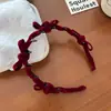 Diadema de Lazo de Año Nuevo, Corona Alta, Antideslizante, Accesorio para el Cabello de Terciopelo Rojo para Mujeres, Lujo de Gama Alta, Al por Mayor de una Pieza