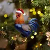 Navidad 2D Acrílico Dibujos Animados Gallo Colgante Árbol de Navidad Colgante Decorativo Lindo Transfronterizo