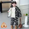 Pijama Infantil con Forro de Polar, Ropa de Invierno para Niños, Ropa de Casa Gruesa de Tres Capas de Terciopelo Coral Cálido, Conjuntos de Cárdigan, Modernos