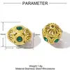 Piedra Natural Hueca con Cuentas Folu Diy Colgante de Acero de Titanio Pulsera Joyería de Acero Inoxidable para Mujer Collares Cuentas