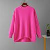 Suéter de manga larga holgado de talla grande para mujer, jersey de color liso, jersey de cuello alto medio, camisa base, otoño e invierno, nuevo