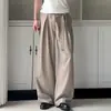 Calça plissada dupla de corte A, listrada, perna larga, com caimento, para homens, verão, corte solto, estilo old money, corte curvo, calça para o dia a dia