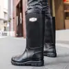 Sapatos de chuva transfronteiriços novos proteção do trabalho sola grossa 45CM extra altos masculinos resistentes ao desgaste antiderrapantes impermeáveis tubo longo sapatos d'água canteiro de obras