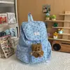 Mini Mochila Corduroy Estilo Coreano Sencilla para Mujer, Dulce y Única, Versátil, Ligera con Cierre de Cordón Mochila de Viaje para Estudiantes