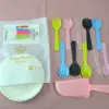 Pastel de cumpleaños cuchillo tenedor plato vela plato de cena plato juego de vajilla plato de papel desechable combinación de cuchillo y tenedor de plástico estampado floral