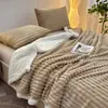 Manta de doble cara engrosada con rayas grandes, imitación de piel de conejo y lana de cordero, funda para sofá, manta cálida de invierno