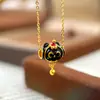 Estilo Joyería de Oro Arena Dorada Esmalte Serie Gato Negro Misterioso Pulsera de Cuentas de la Fortuna Accesorios para Collar Colgante de Gato de Alta Gama