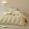 Juego de ropa de cama de algodón 100% tejido, cepillado, minimalista y lujoso, de color liso, que incluye funda de edredón, sábana plana, sábana bajera y funda de almohada