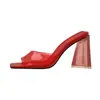 Sandalias Cuadradas Abiertas sin Cierre Estilo Europeo y Americano para Mujer, Sandalias de Verano para Exteriores Transparentes con Tacón Grueso, Talla 46 Talla Grande Tacones Altos Transfronterizos