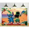 Estilo Hawaiano Stitch Stitch Dibujo Animado Fiesta de Revelación de Género Fondo de Foto de Cumpleaños Accesorios