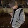 Jaqueta Pequena Estilo Francês Primavera e Outono Unissex Bordado de Primavera Ponto Polka Tricô Jaqueta de Baseball Estilo Casal Estilo Preguiçoso Top