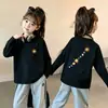 Moda Infantil Nova e Elegante para Meninas, Camiseta de Algodão de Manga Longa para Outono e Primavera de 2026, Roupas de Outono para Crianças de Tamanho Médio e Grande