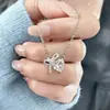 Collar de Corazón con Lazo Brillante para Mujer, Versátil, Sencillo, Exquisito, Dulce, Cadena para Clavícula de Alta Gama, Regalo para Novia
