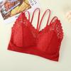 Sutiã de renda francês tamanho grande com decote V, costas em renda, wrap, tubo para o peito, peça única, bojo fixo, tira base sem costura, lingerie
