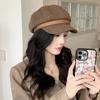 Sombrero Octagonal para Mujer para Otoño e Invierno con Letra Inglesa Riog, Gorra de Boina Estilo Coreano, Sombrero de Artista Versátil y Casual de Lana