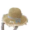 Sombrero de Paja de Ala Ancha Dulce con Cinta, Estilo Pastoral Francés de Verano para Mujer, Adecuado para Salidas, Vacaciones y Protección Solar en la Playa, Personalizable
