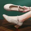 Zapatos de Tacón Alto de Estilo Chino Nuevo Zapatos a Juego para Cheongsam de Mujer Retro Estilo Antiguo de Pekín Antiguo Zapatos de Tela Bordados Estilo Han
