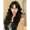 Peruca Wanwan Verão Novo Touca Completa Feminina Estilo Coreano Cabelo Cacheado de Lã Preguiçoso com Franja Conjunto de Perucas de Cabelo Longo Cacheado