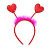 Dia dos Namorados Faixa de Cabelo com Glitter em Formato de Coração Fivela de Cabelo Óculos de Amor Vermelhos Conjunto de Duas Peças Festa Coração Faixa de Cabelo com Lantejoulas de Coração
