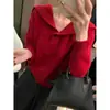 Suéter de Lana 100% con Cuello Azul Marino Nuevo Otoño/Invierno 2026 para Mujer, Suéter de Punto de Cachemira de Cuello Grande de Alta Gama Europeo