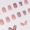 Nuevas Uñas Postizas Blancas Francesas de Longitud Media con Corazones Brillantes, Extraíbles, Estilo Dulce, Uñas Terminadas para Usar