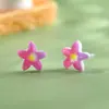 Brincos de Resina Fofos de Cinco Pétalas Design Estilo Pastoral Clipe de Orelha Doce Simples Exquisito Brincos para Furos de Orelha de Estudante