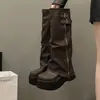 Botas de Motociclista 2026, Aumentadoras de Altura, Otoño-Invierno, Hebilla de Cinturón, Caña Alta, Estilo Nuevo para Personas Bajitas, Suela Gruesa, Versátiles, Botas Largas