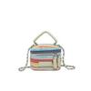 Bolsa de Cosméticos 2025 Bolso Cruzado al Hombro Rayado Hierba Bolso Pequeño para Mujer Bolso de Mujer Cadena Nueva Mini Color de Contraste Tejido
