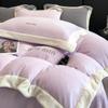 Lujo de Gama Alta Accesible Cama de Terciopelo para Bebé Juego de Cuatro Piezas Invierno Cubre Edredón de Terciopelo Color Coral Leche Sábanas de Franela Engrosadas