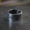 Anillo de plata vintage con diseño de tótem indio y terraza para hombre, de moda, de plata tailandesa, personalizado, tallado a mano, anillo de índice abierto de plata tailandesa