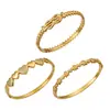 Novo Braceletes de Aço Inoxidável em Formato de Coração com Fecho Cravejado de Zircônia, Banhado a Ouro 18K Genuíno, Conjunto de Pulseiras de Luxo Leve