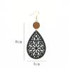 Amazon europeo y americano transfronterizo Huecos de moda pendientes de gota de agua estilo bohemio corte de viruta de madera pendientes de alta calidad