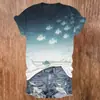 Amazon Top Elegante para Mujer Estilo Coreano con Cuello en V, Camiseta de Manga Corta, Personalización con Impresión 3D, Pedido Mínimo de Una Pieza