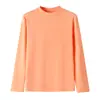 Camiseta Básica de Cashmere com Proteína, Gola Alta Meia, Manga Longa, Térmica, Cor Sólida, Slim Fit para Outono e Inverno
