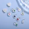 Prata Pura 999 Zircônia Colorida DIY Coração Pingente Pequeno de Prata Esterlina Pulseira Colar Brincos Acessórios de Joias de Prata Atacado