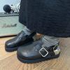 Zapatos Birkenstock de Otoño e Invierno, Piel Genuina, Estilo 101.3kg, Pantuflas de Punta Cerrada, Zapatos de Suela Gruesa que Aumentan la Altura, Suela Blanda Versión Europea, Estilo Europeo y Americano