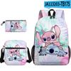 Produto Transfronteiriço 3D Novo: Mochila com Estampa de Desenho Animado, Bolsa Escolar, Estojo e Bolsa de Ombro Conjunto de Três Peças para Alunos do Ensino Fundamental e Médio