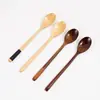 Cuchara de Madera Estilo Japonés con Mango de Cuerda Enrollada, Boca Redonda de 23.5cm, Cuchara Sopera de Mango Largo, Cuchara de Cocina, Cuchara para Mezclar, Vajilla Pedido
