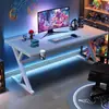Escritorio moderno y minimalista para oficina en casa, adecuado para dos personas, para gaming y como escritorio de computadora multifuncional para dormitorios, áreas de estudio estudiantil y espacios de lectura/escritura