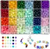 Set de 24 Rejillas de Cuentas Redondas de Vidrio de 8 mm, Cuentas Jelly, Cuentas Burst, Accesorios para Pulseras de Joyería Hecha a Mano DIY