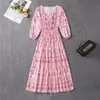 Amazon 2022 Otoño e Invierno Nuevo Vestido Largo de Algodón Estilo Bohemio Vestido de Cintura Alta Europeo y Americano para Mujer