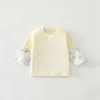 Camiseta de Manga Larga 100% Algodón para Niños, Nuevo Top Elegante en Capas para Niños Pequeños y Niños Pequeños, Ropa de Primavera y Otoño