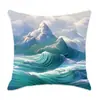 2024 nueva funda de almohada abstracta de montaña cian para cojín de cintura, sofá, mesita de noche, decoración del hogar, funda de cojín, venta al por mayor