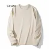 Série Roxa! Camiseta de Algodão Puro Pesado de Manga Longa para Homens, Camiseta Casual Solta com Gola Redonda para Mulheres, Estilo Solto para Primavera e Outono, 400g