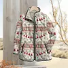 2025 Sitio Independiente Transfronterizo Temu Moda Femenina Chaqueta Acolchada de Algodón Estampado Digital Floral Chaqueta de Algodón para Mujer F249