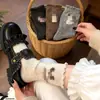 Calcetines de felpa de media pantorrilla para mujer para otoño e invierno, estilo japonés, con encaje, hilo moteado, cachorro de dibujos animados, suaves, amigables con la piel, holgados, de media pantorrilla