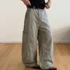 Pantalones de trabajo casuales con diseño de cremallera retro americano para hombres y mujeres, nuevo estilo de otoño, holgados, casuales, versátiles, de pierna ancha, modernos