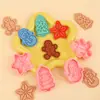 Série de Natal Formas de Biscoito Boneco de Neve Desenho Animado 3D Formas de Biscoito Estrela de Natal DIY Argila Simulação Biscoitos Impressos