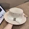 Chapéu de Palha com Laço de Rede Estilo Japonês para Mulheres, Chapéu de Sol de Topo Plano para Verão, Chapéu de Sol Versátil Fashionável Casual